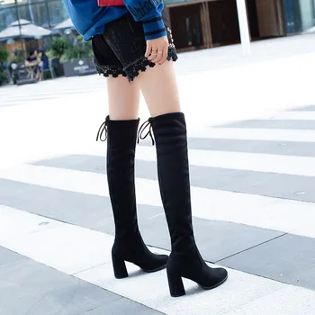 

new autumn winter Plush knee high elastic Oversized boots size 41-43 boots slim and slim