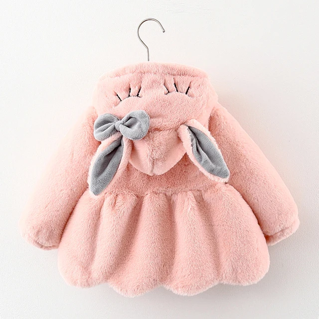 Cute Rabbit Ears Plush Baby Jacket: Stay Warm and Stylish this Winter Season!