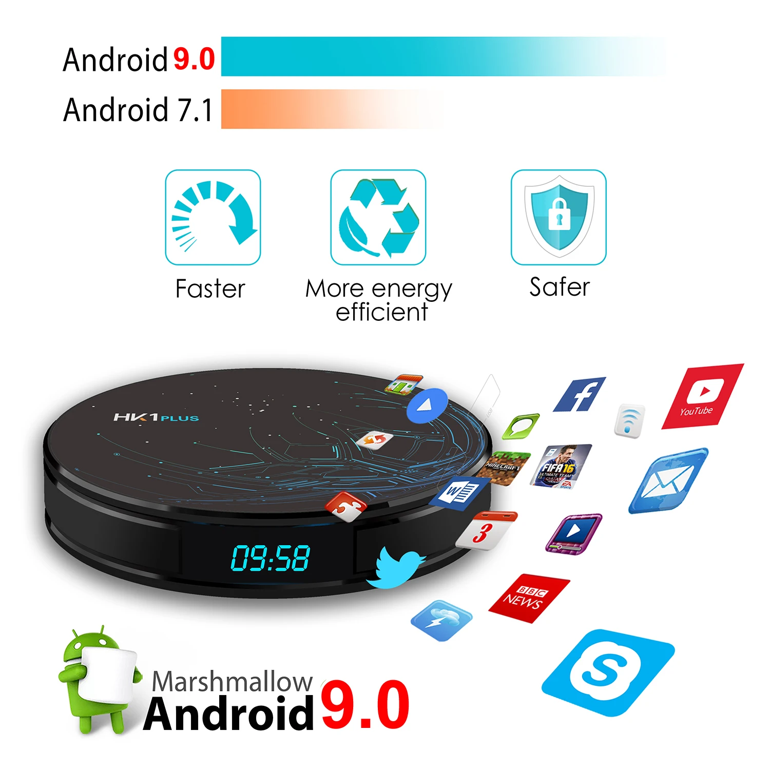 HK1 плюс Смарт ТВ приставка Android 9,0 S905X2 четырехъядерный LPDDR4 4 Гб 64 Гб 2,4G/5G двойной wifi USB 3,0 BT4.0 4K HDR H.265 медиаплеер