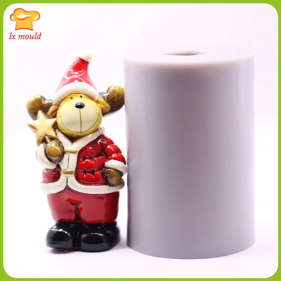 

LXYY MOULD Santa Elk Chocolate Silicone Mould Elk Holiday Cake Decoration Home Decoration Tool Candle