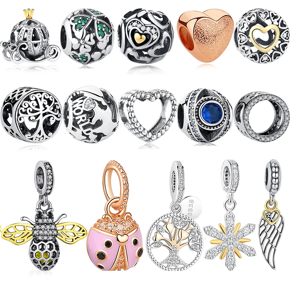 ELESHE auténtica Plata de Ley 925 del corazón, arco nudo, árbol Charms Beads Fit Pulsera Pandora Original DIY joyería de la madre|diy beads|beads fitbeaded jewelry - AliExpress