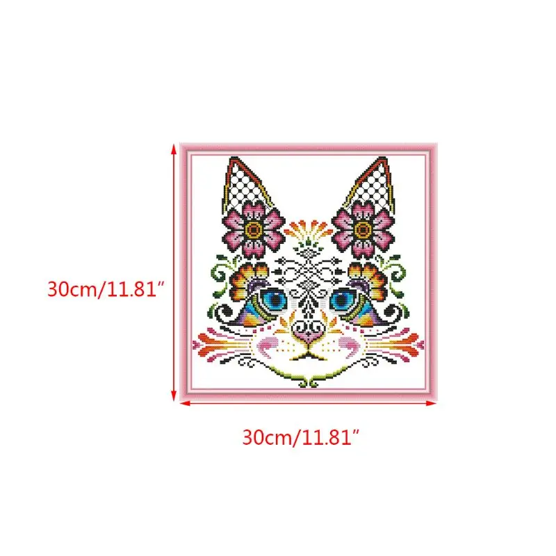 Кот DIY ручной работы Рукоделие Счетный 14CT Печатный Вышивка крестиком Декор