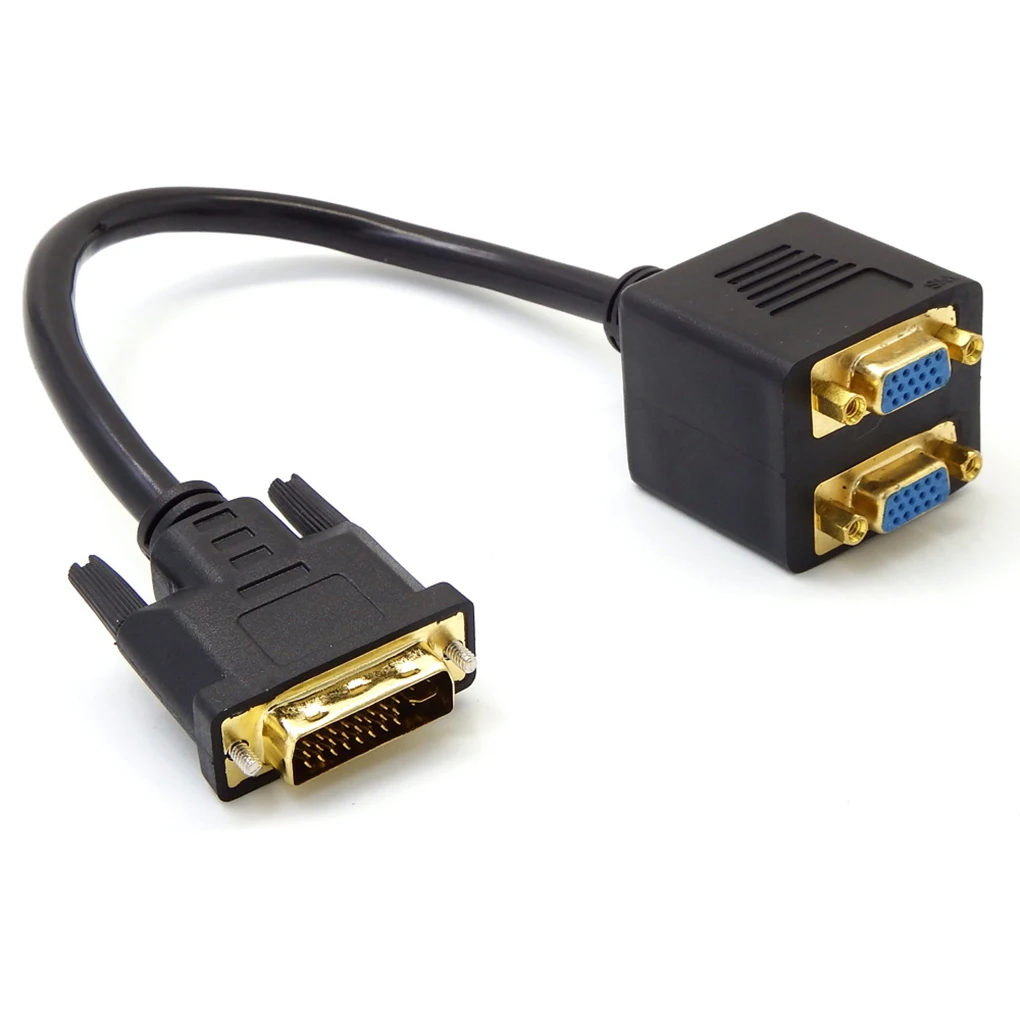 DVI-I разветвитель для кабеля VGA 1 Мужской вход 2 Женский выходной адаптер Шнур Компьютерные аксессуары