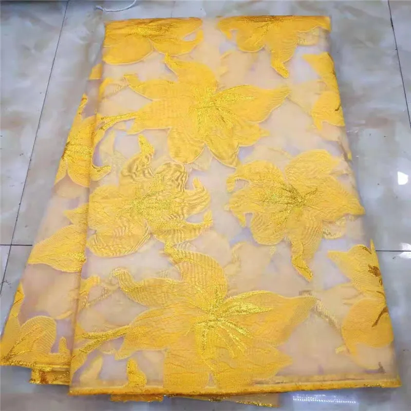 yellow African Lace Fabric Organza jacquard Fabrics High Quality net Embroidery French Tulle For Wedding | Дом и сад