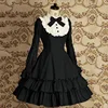 Sweet Girls Vintage Slim Cotton Dress Lolita Classic Mary Magdalene Women Bow Tie Ruffle Layer Princess Mini Costume For Ladies ► Photo 1/6