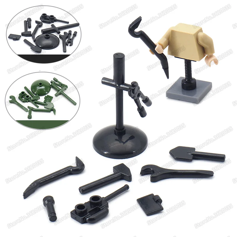 

Legoinglys Military Tool Figures Soldier Black Weapons Accessories Building Block Force Diy Accessories Moc WW2 Model Gifts Toys