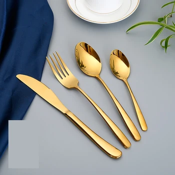 

4 Piece/set Tableware European Cutlery Set Fork Spoon Knife Food Tableware Western Dinnerware Set Kitchen Accessories 2020 New