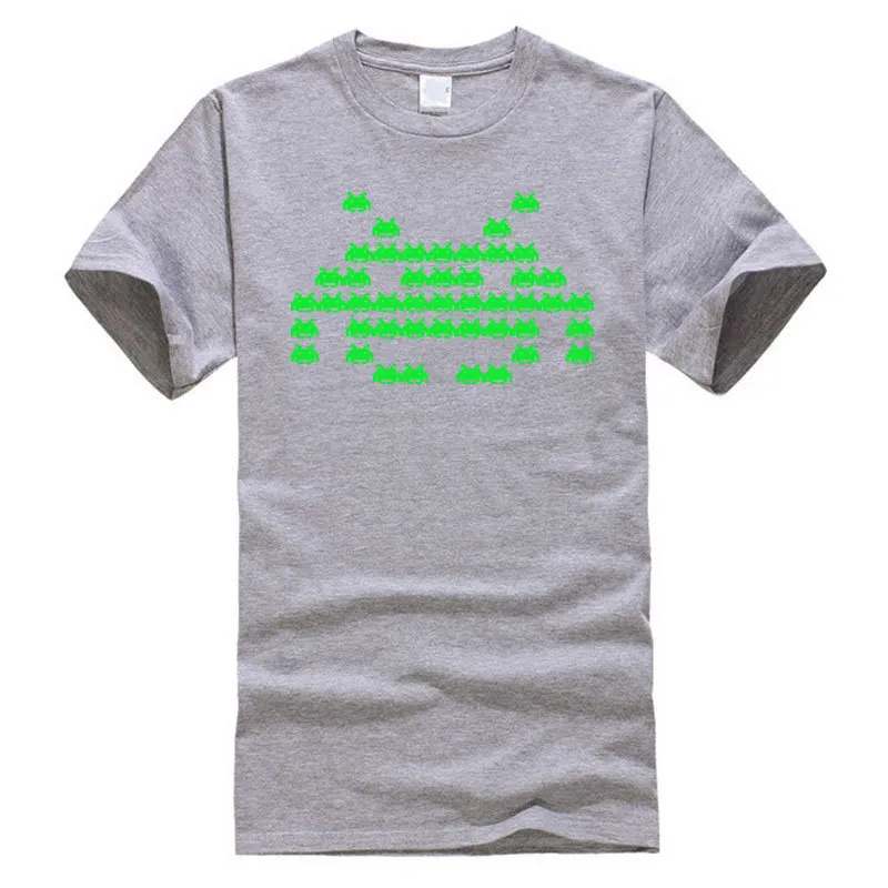 Tops Shirts T Shirt Invader_inception__6639 Lovers Day Short Sleeve Pure Cotton Round Collar Men Tshirts Printed Discount Invader_inception__6639 grey