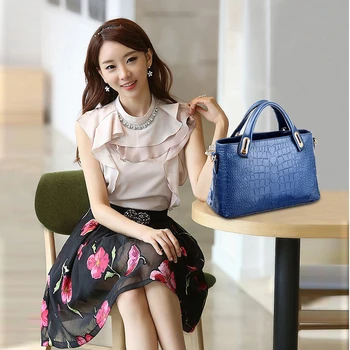 

3 Pcs/Set Elegant Women Crocodile Pattern Composite Bag PU Leather Lady Messenger Shoulder Designer Handbags High Quality