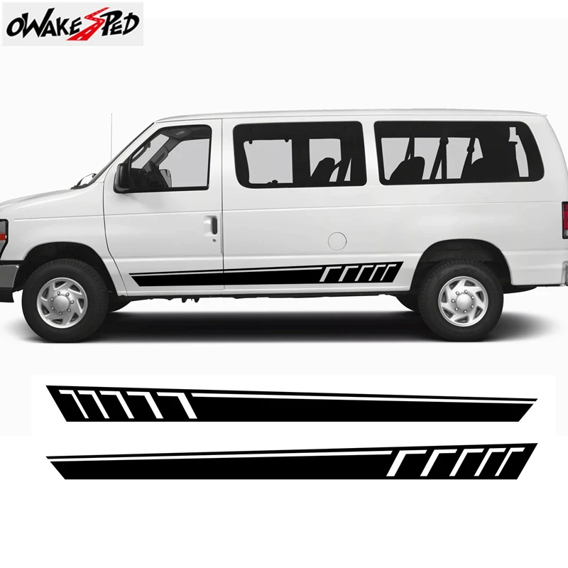

Car Sport Styling Auto Body Side Skirt Stickers For-Ford E350 Racing Stripes Door Vinyl Decals Exterior Accessories
