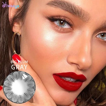 

Degree 0-800 Big Plum Flower Gray Colored Contact Lenses For Myopia Correction Eyes Beauty Pupil Lens Women Comfortable Wear