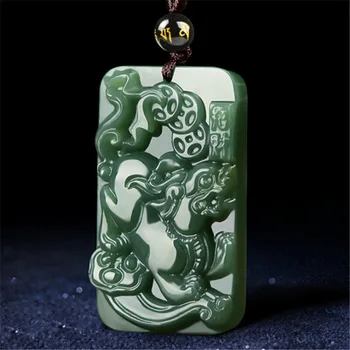 

NATURAL HETIAN JADE GREEN MONEY PIXIU PENDANT NECKLACE MAN CHARM JEWELLERY FASHION ACCESSORIES HAND-CARVED LUCK AMULET GIFT