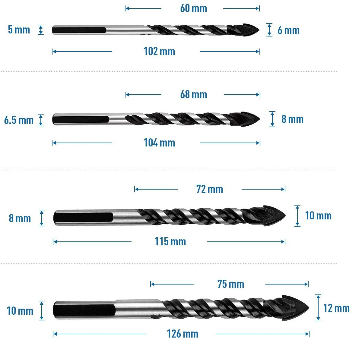 Набор многоцелевых строительных сверл твердосплавный наконечник для бурения