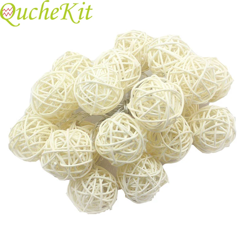 

2.5M 20 LED Rattan Balls Fairy String Decirative Lights Battery Operated Christmas Rattan Garland Outdoor Party Patio Garland