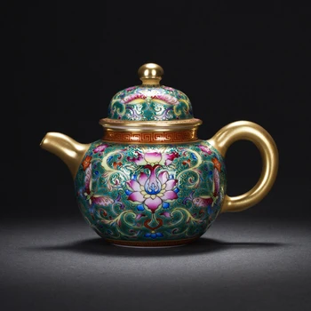 

Master Artwork Jingdezhen Ceramic Handmade Dark Blue Enamel Color Teapot Phoenix Kung Fu Teapot Handle Single Pot father's gift