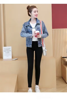 

SZMALL Fashion Newest Denim Jackets Women Winter Autumn print Stylish Full Sleeve Jean Coats For Female Pockets Button Lady Tops