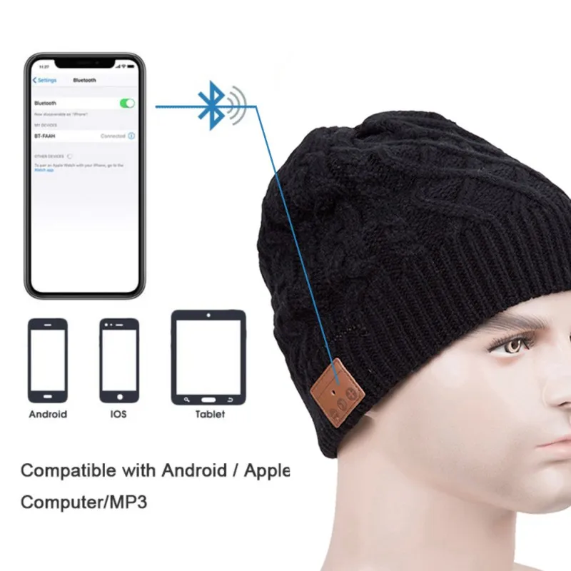 Bluetooth плоская кепка теплая удобная Кепка музыкальная Кепка