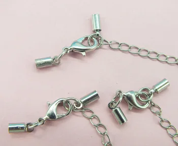 

Factory wholesale ! 500pcs/lot Bright Silver Plated 12mm Lobster Clasp and 6cm chian end connector extend chain