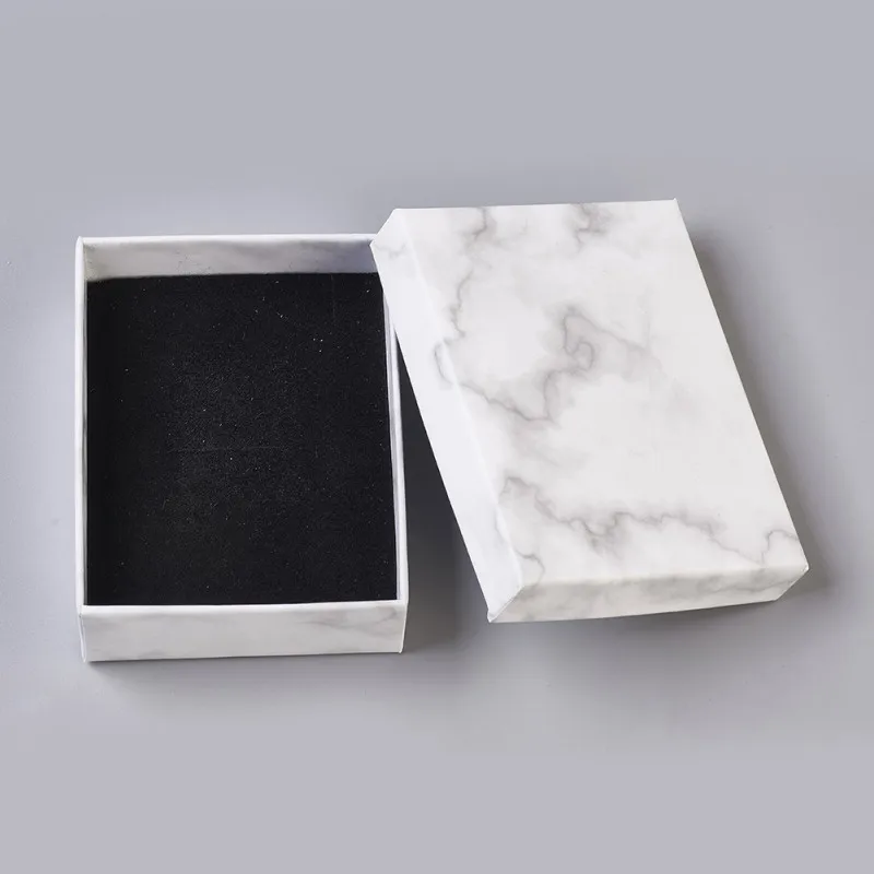 24 шт/лот бумажные коробки для хранения ювелирных изделий футляр для колье для ювелирных изделий упаковочные подарки Коробка прямоугольная/квадратная форма, черный и белый F8