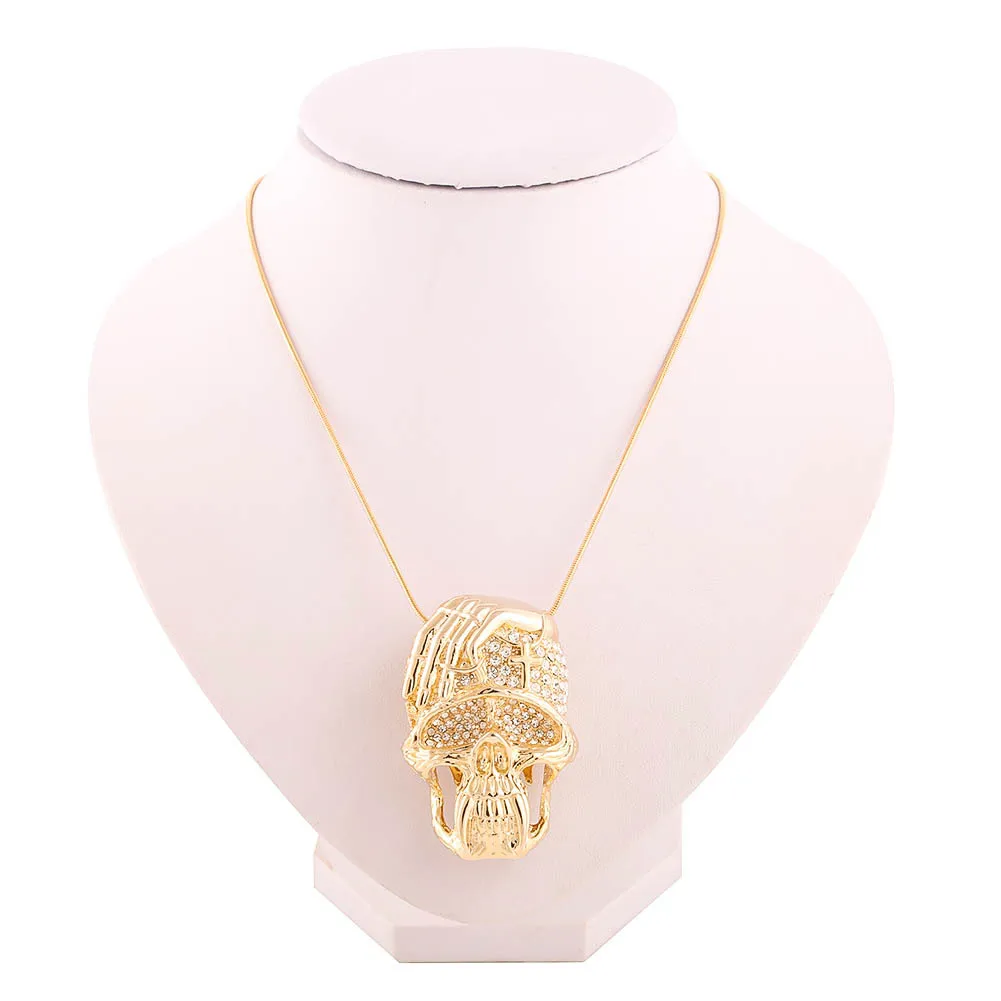 

Punk Hip Hop Europe And America Fashion And Personality Finger Cross Skull Necklace Fashion Cool Necklace xiang shi pin