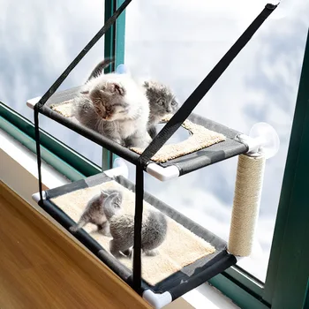 

Home Two Layers Pet Window Hammock Suction Cup Hanging Removable Pet Kitten Soft Cages Cat House Hold UP 10 KG Accessories