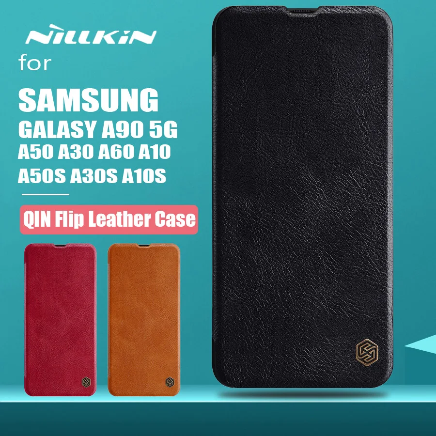 Кожаный чехол-книжка Nillkin Qin для Samsung Galaxy A50 A30 A20 A70 A60 A40 A10 A10S A90 деловой чехол A50S A51 |