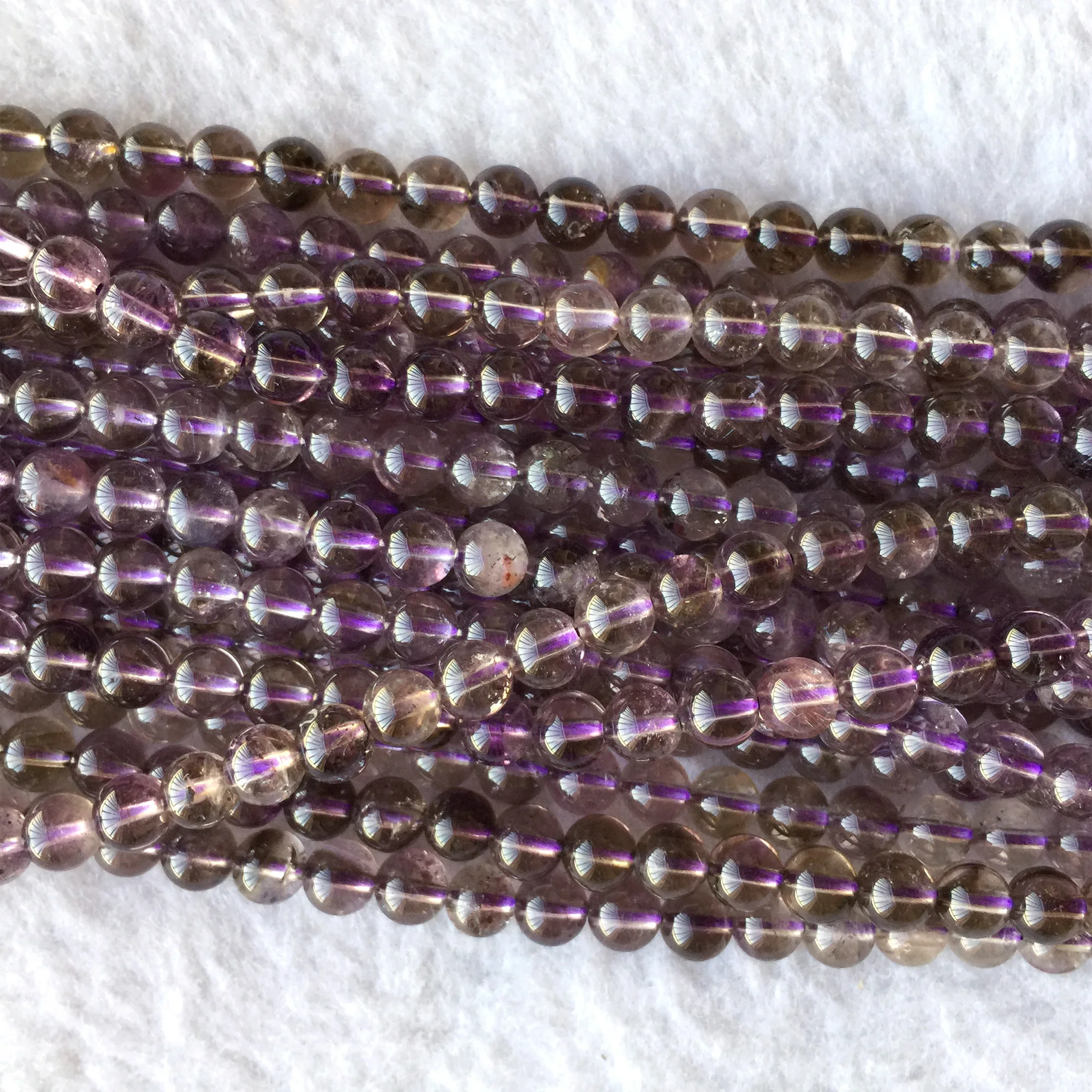 Natural Genuine Clear Purple Hair Crystal Amethyst Super Seven 7 Small Round Necklaces or Bracelets Beads 15&quot 06204 | Украшения и
