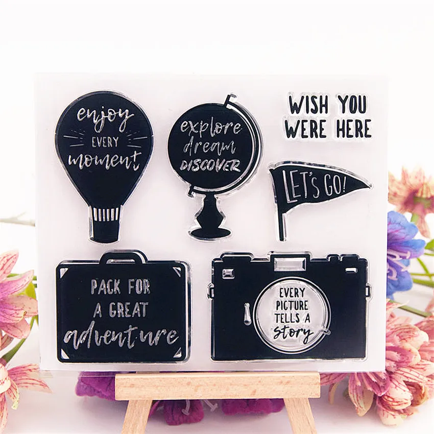 12.5x10.5cm Globe camera Transparent Clear Stamps Silicone Seals Roller Stamp DIY scrapbooking photo album/Card Making wedding | Дом и сад