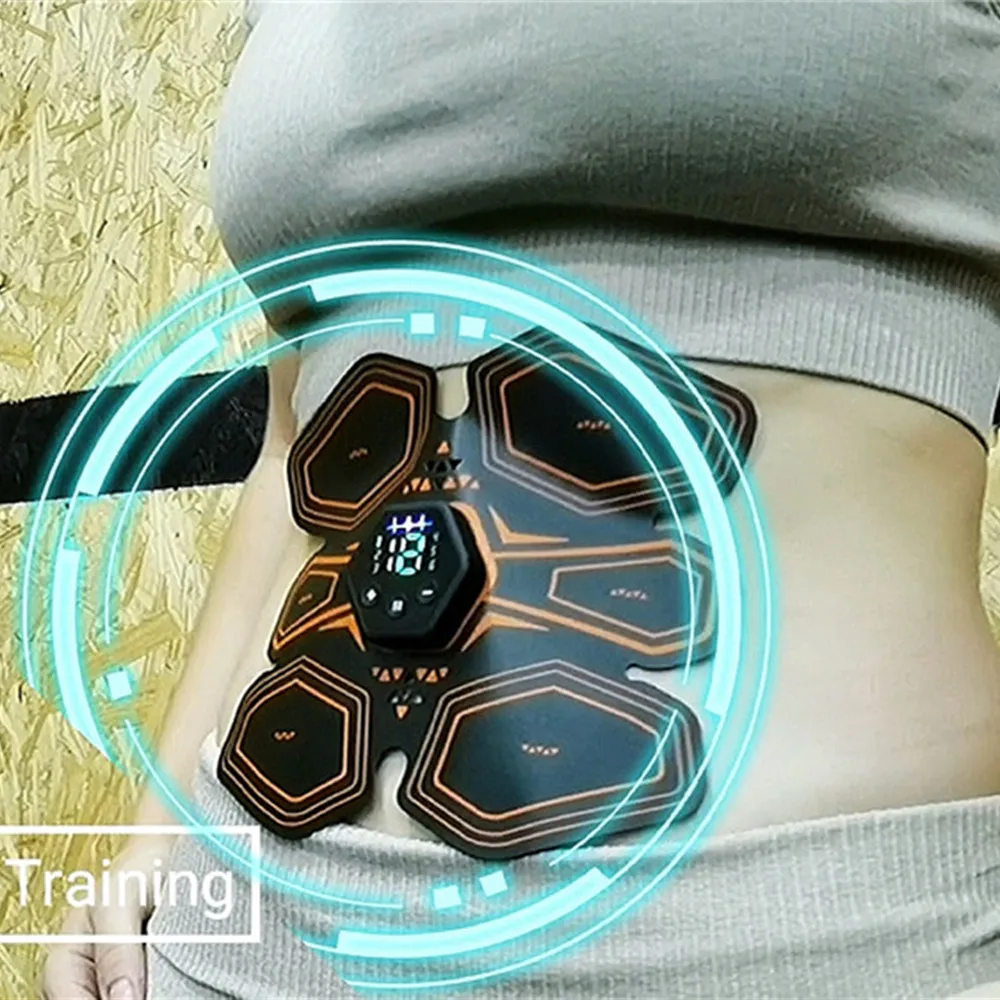 Abdominal Muscle Stimulator Trainer USB Connect Hip EMS Abs Fitness Muscles Electrostimulator Toner Exercise LED 6M 19 Level