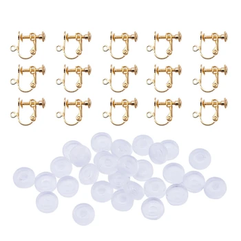 

30 Pieces Brass Clip Earring Assembly Plastic Ear Clip Cushion