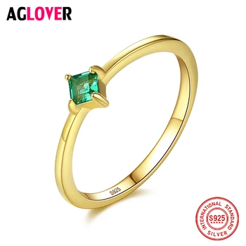 

100% Genuine 925 Sterling Silver Ring Green AAA Zircon Ring for Women Party Engagement Fashion Jewelry Girl Gift Free Shipping