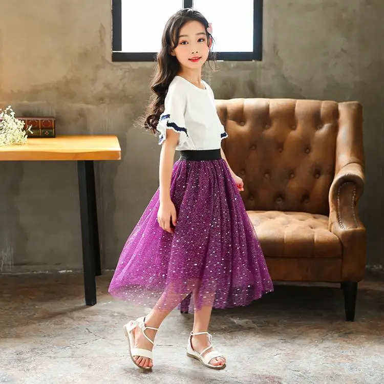 

Teenage Kids Skirt for Girls Sequin Mesh Princess Tutu Skirts for Dance Party Skirt Girls Costume 6 8 10 Years Summer Autumn