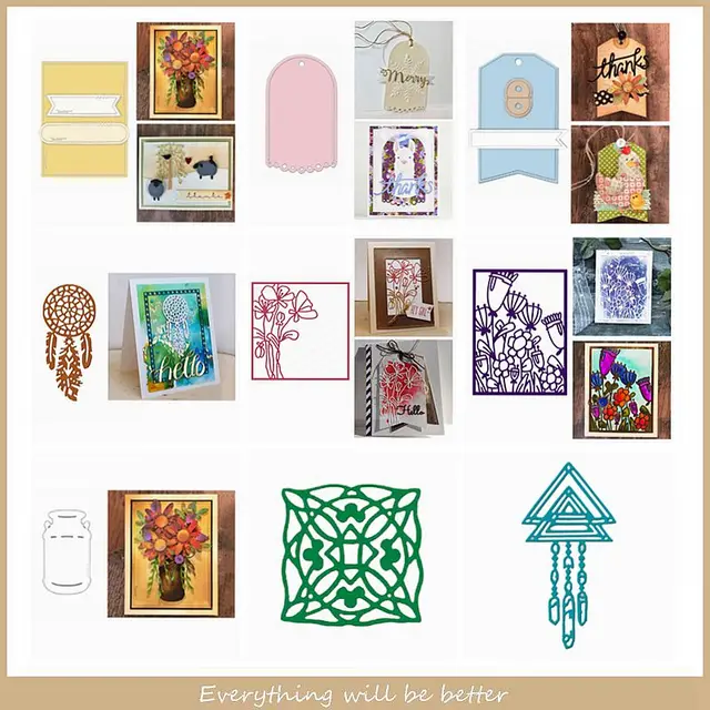 Kwiat okrągły kwadrat wzór w trójkąta rama Tag Metal wykrojniki Diy