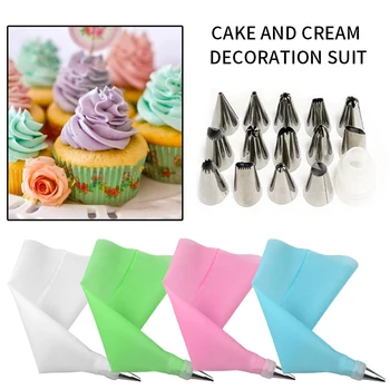 

8 PCS/Set Silicone Pastry Bag Tips Kitchen DIY Icing Piping Cream Reusable Pastry Bags +6 Nozzle Set Cake Decorating Tools New