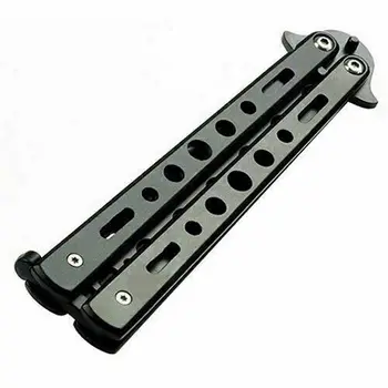 

Butterfly Black Metal Balisong Trainer Training Dull Tool Practice Toy Knife