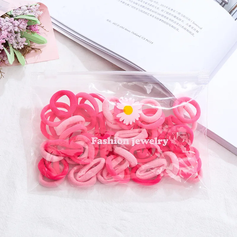 50Pcs/Set Elastic Girls Elastic Hair Rubber Bands Women Ponytailr Holder Hair Ties Nylon Rubber Band Hair Accessories bow hair clip Hair Accessories