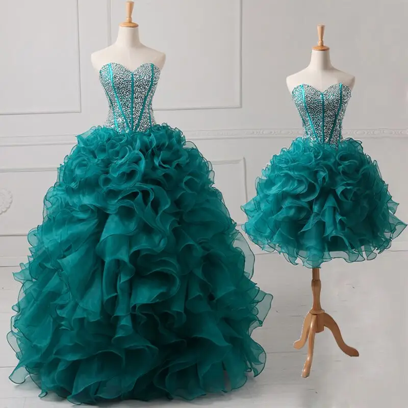 Quinceanera Dresses Beaded Sweetheart 2 in 1 Detachable Sweet 16 Dress Ball Gown Designer