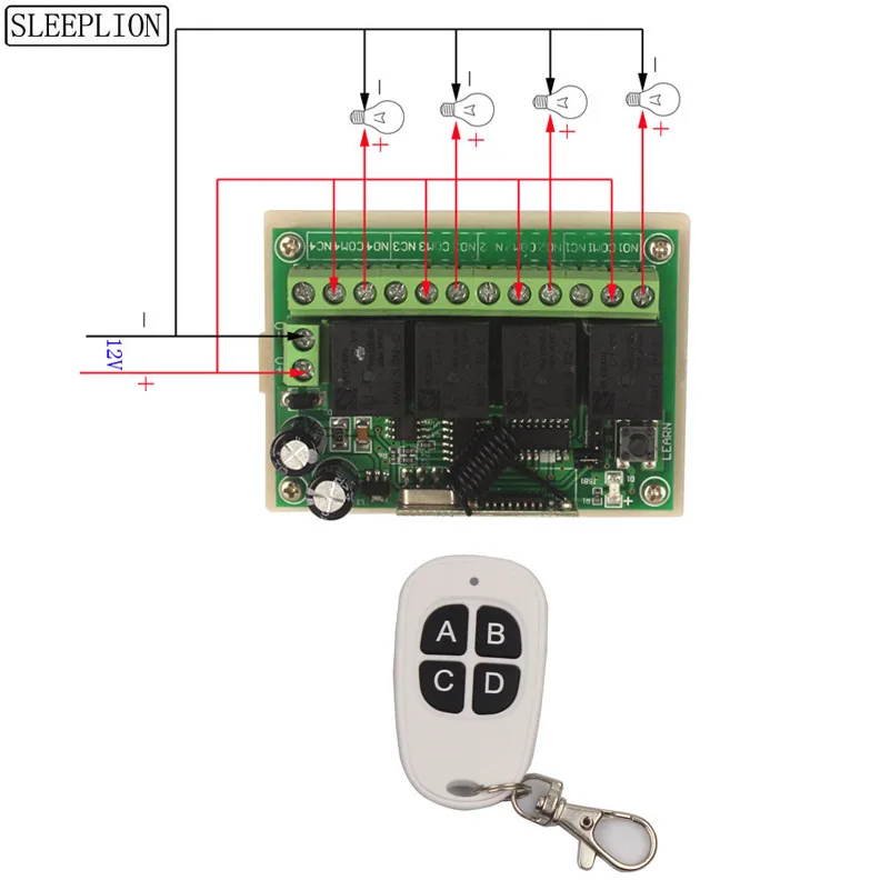 12V 4CH RF Wireless Remote Control System Teleswitch 123 Transmitter 1 Receiver Universal Gate Switch Remote Control (1)