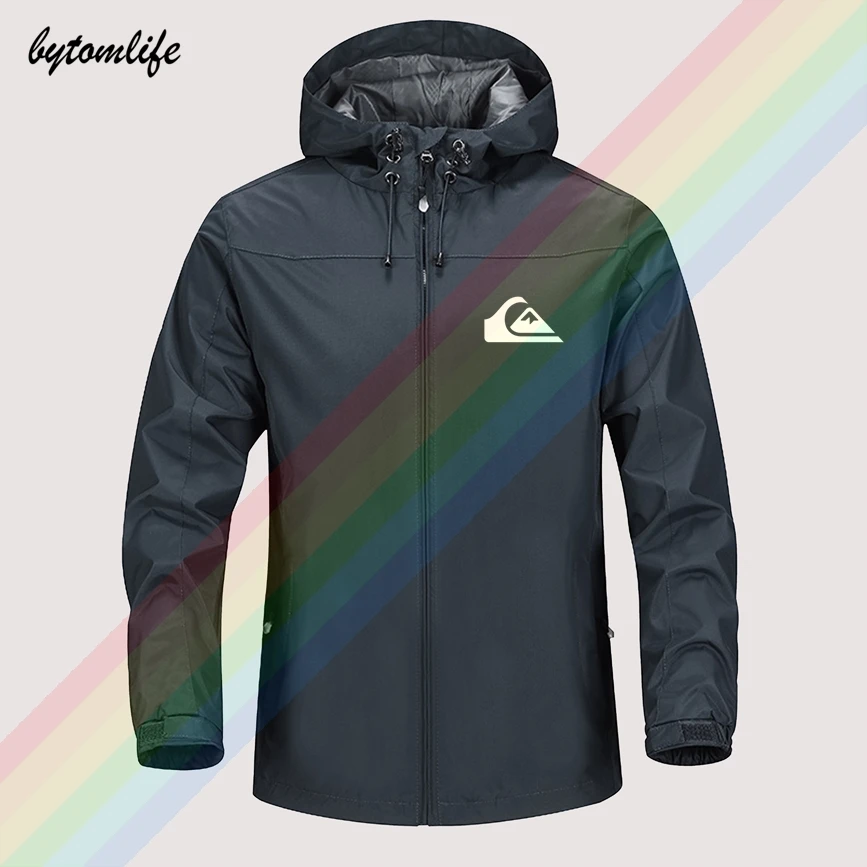 Модная ветрозащитная Мужская куртка Quiksilver с белым логотипом на осень и зиму для