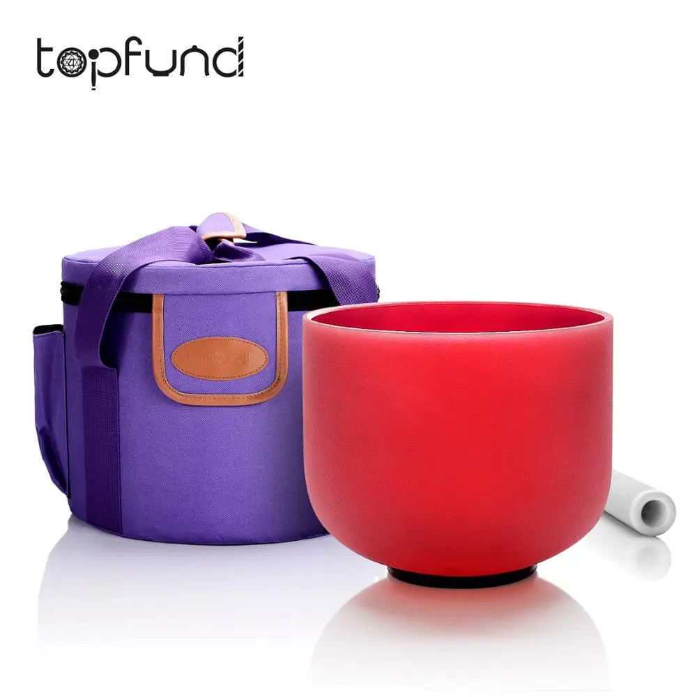 

TOPFUND C Root Chakra Tuned Red Colored Frosted Quartz Crystal Singing Bowl ,CASE Free