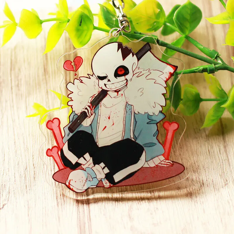 Акриловый брелок двойного назначения с подставкой и фигурным дисплеем Undertale Sans 8