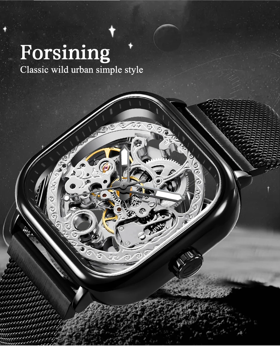 FORSINING Топ бренд автоматические механические часы мужские модные повседневные водонепроницаемые часы мужские часы Relogio Masculino