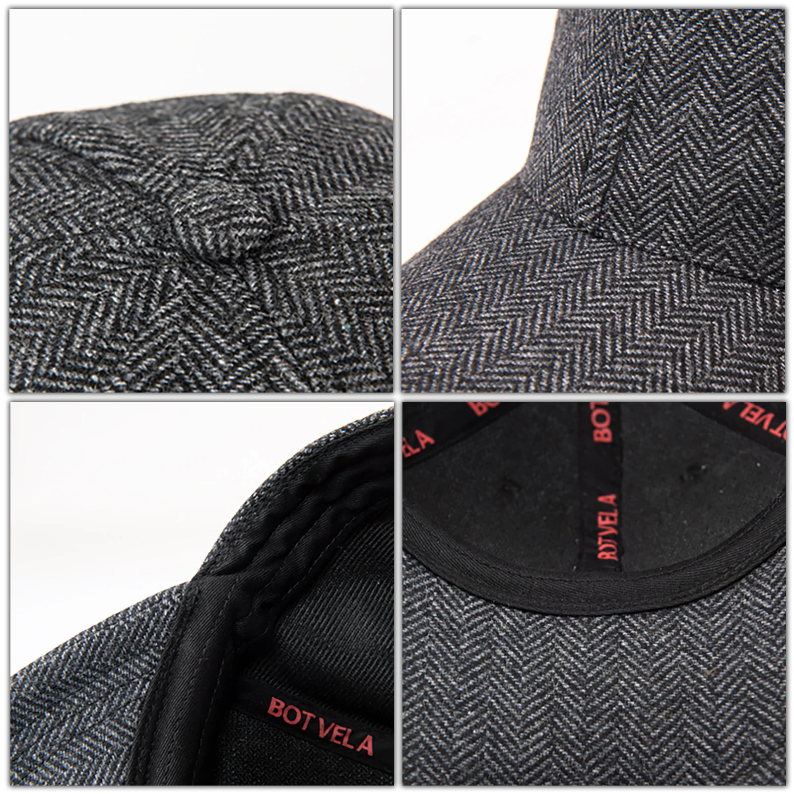 BOTVELA Men's Herringbone Tweed Baseball Cap Classic Wool Blend Fitted Hat  835 - AliExpress