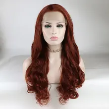 Bombshell оранжевый Медный Красный синтетический 13*3 парик фронта шнурка тела волна термостойкие волокна волос естественные волосы для женщин парики