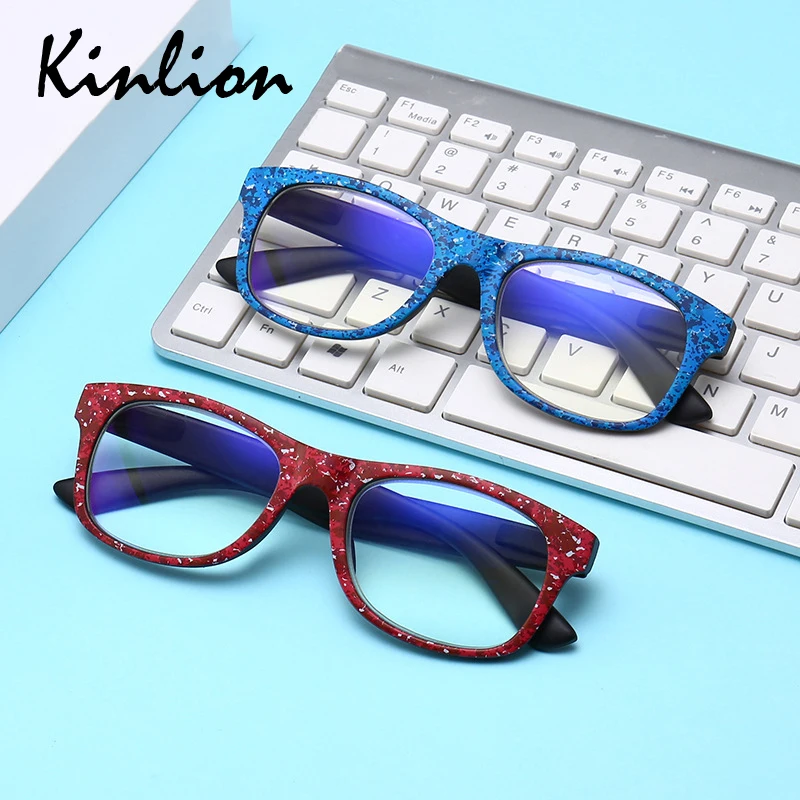 Очки для чтения Kinlion с квадратным синим светом мужчин и женщин прозрачные