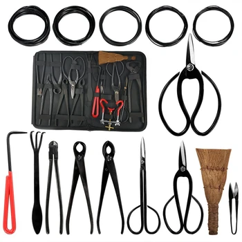 

14Pcs Bonsai Tool Set Carbon Steel Extensive Cutter Scissors Kit With Nylon Case For Garden Pruning Tools