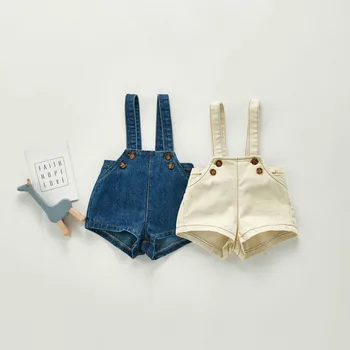 

Newborn Infant Baby Girls Boys Sleeveless Backless Jeans Shorts Romper Jumpsuit Clothes Outfits Kids Jongen Meisje Bib Broek
