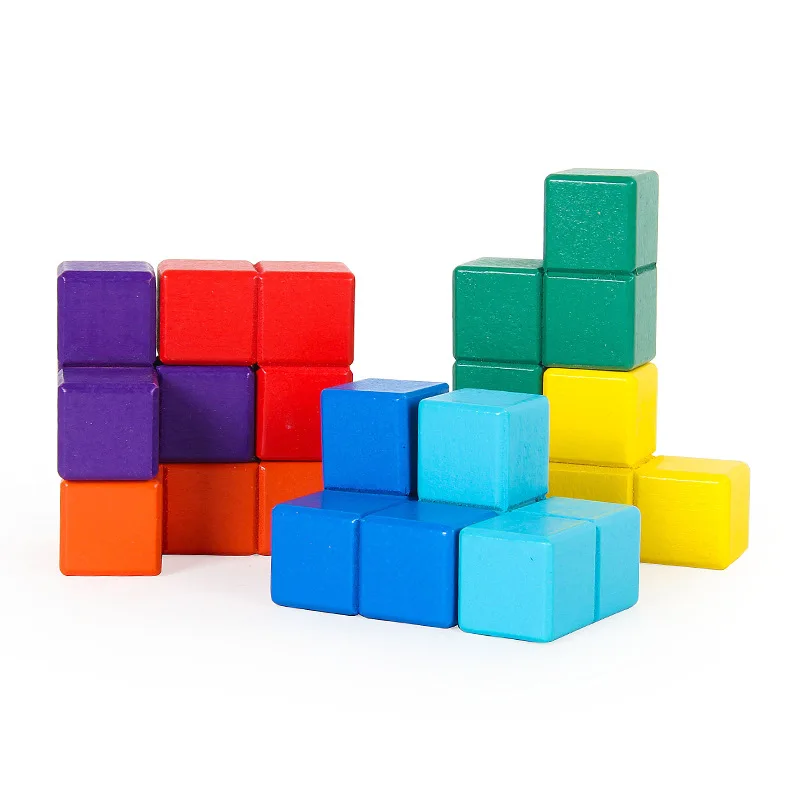 Горячие Дети Новинка игрушка тетрис волшебный куб головоломка красочные 3D деревянные головоломки игрушки для детей образовательный мозговой тизер игры