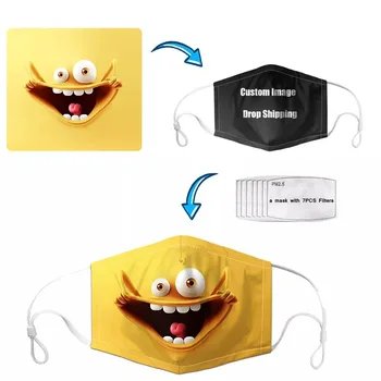 

7Pcs PM2.5 Filter Gas Masks Private Custom pattern Anti-dust Masks Washable Mask Reusable Face Mask Non-disposable Moth Mask