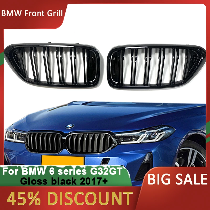 

For BMW GT G32 6 Series Front Kidney Double Line Grille Sport Grill Replacement Gloss Black 630I 640I 640I 620D 630D 640D XDrive